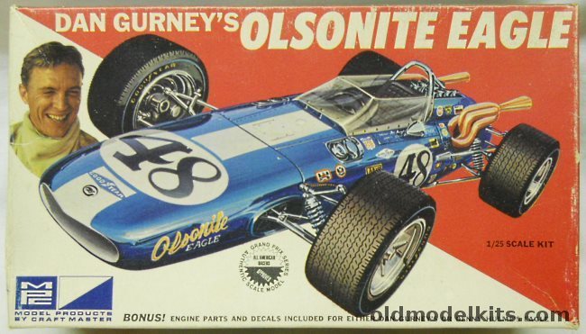 MPC 1/25 Dan Gurneys Olsonite Eagle Indy Racer - Also With Markings For Denny Hulme, 802-170 plastic model kit